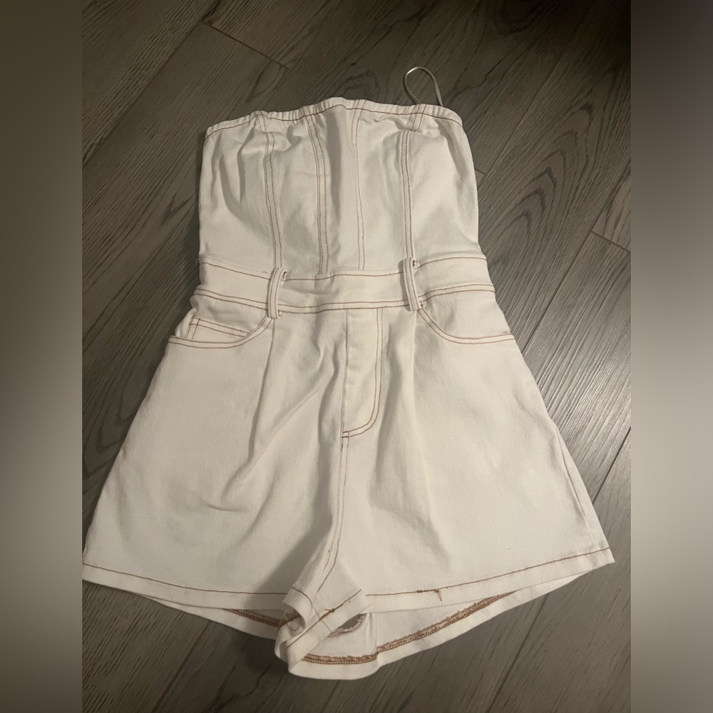 white denim shorts romper